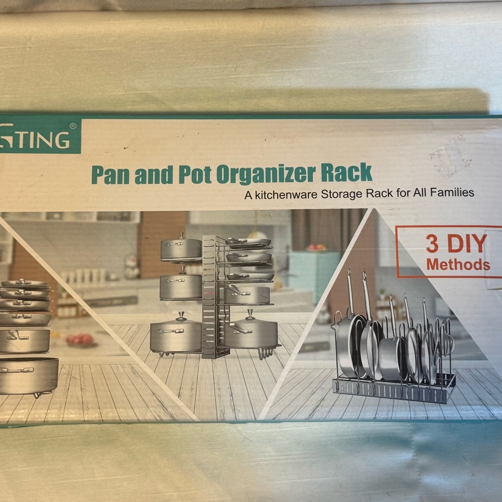 GTING Pan & Pot Organizer Rack Grey Black – New In Box